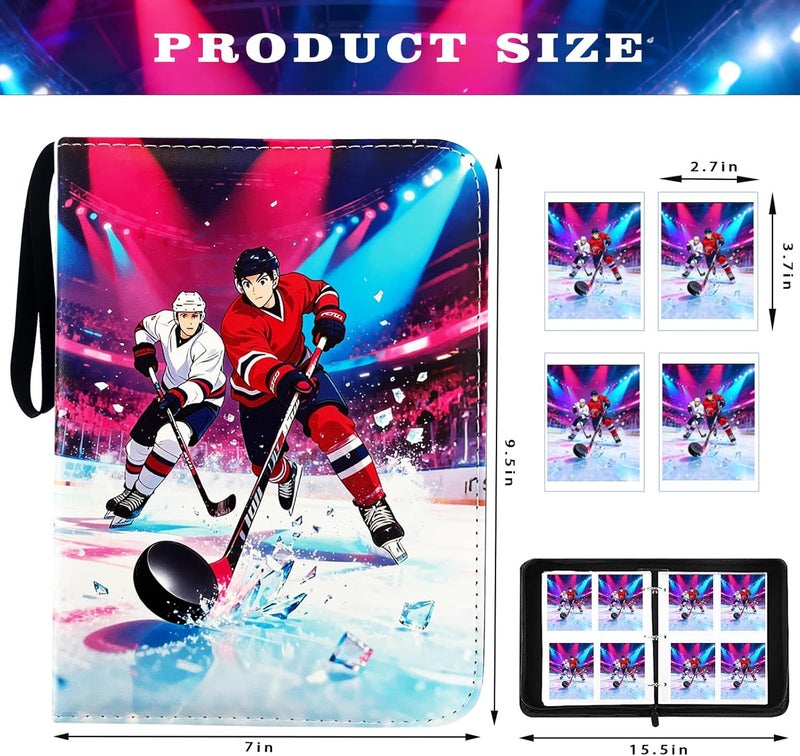 Rmannke Hockey Card Binder,Trading Card Binder 4 Pocket with 50 Removable Sleeves,Fits 400 Sport Cards,Trading Cards Holder Card Collectors Album - Image 2